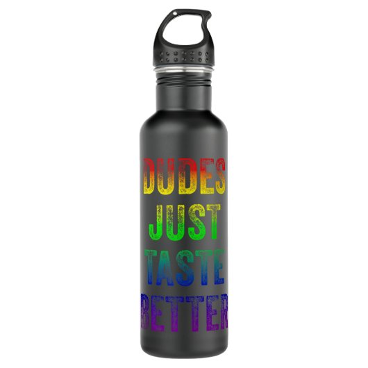 Snel tekst Funny Gay Pride Dudes Just Taste B Waterfles (Voorkant)