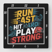 Snel uitvoeren Hit Hard Play Vierkante Klok (Voorkant)