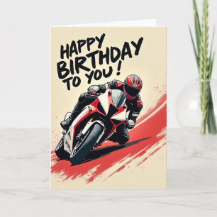 Snel Verjaardagsmotorfiets Kunstkaart Kaart