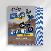 Snel Vier Snelheidsdirt Bike Verjaardagsuitnodigin Kaart