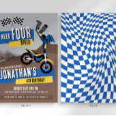 Snel Vier Snelheidsdirt Bike Verjaardagsuitnodigin Kaart