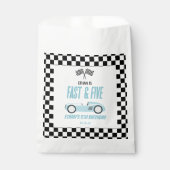 Snel & Vijf Blauwe Race Auto 5e Verjaardagsfeestje Bedankzakje (Voorkant)