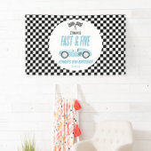 Snel & Vijf Blauwe Race Auto 5e Verjaardagsfeestje Spandoek (Insitu)