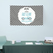 Snel & Vijf Blauwe Race Auto 5e Verjaardagsfeestje Spandoek (Beurs)