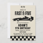 Snel & Vijf Race Auto Jongen 5e Verjaardagsfeestje Kaart (Voorkant)