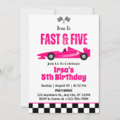 Snel & Vijf Race Auto Meisje 5e Verjaardagsfeest Kaart (Voorkant)