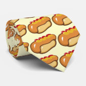 SNEL VOEDSEL HOT DOG CARTOON KETCHUP MUSTARD MEALS STROPDAS (Opgerold)