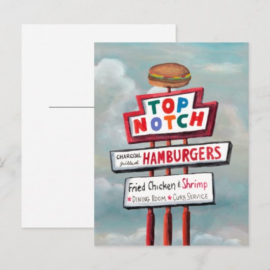 Snel voedsel tekenen briefkaart (Voorkant / Achterkant)