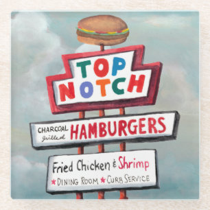 Snel voedsel tekenen glazen onderzetter