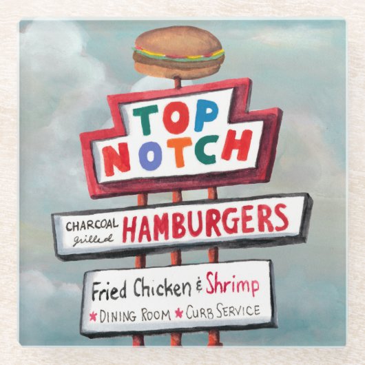 Snel voedsel tekenen glazen onderzetter (Voorkant)