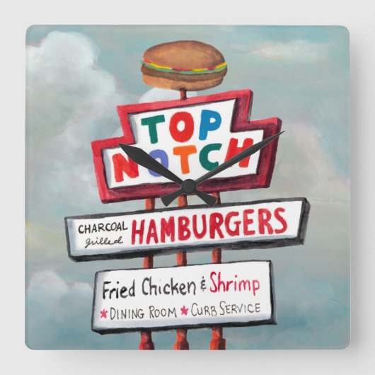 Snel voedsel tekenen vierkante klok (Voorkant)