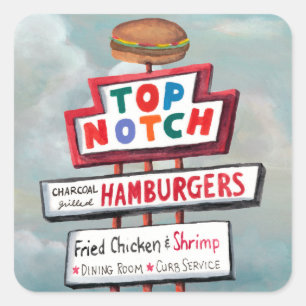 Snel voedsel tekenen vierkante sticker