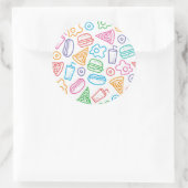 Snel voedselpatroon ronde sticker (Tas)
