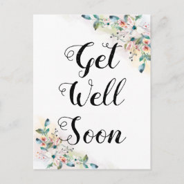 snel weer goed, waterverf florale achtergrond, aan briefkaart
