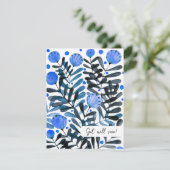 Snel Whimsical blue bloemen en folia Kaart (Staand voorkant)