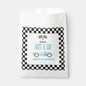 Snel & Zes Blauwe Race Auto 6e Verjaardagsfeestje Bedankzakje (Voorkant)