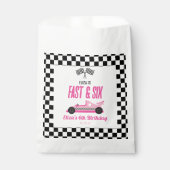 Snel & Zes Roze Race Auto 6e Verjaardagsfeestje Bedankzakje (Voorkant)