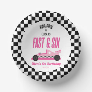 Snel & Zes Roze Race Auto 6e Verjaardagsfeestje Papieren Kommen