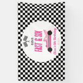 Snel & Zes Roze Race Auto 6e Verjaardagsfeestje Spandoek (Verticaal)