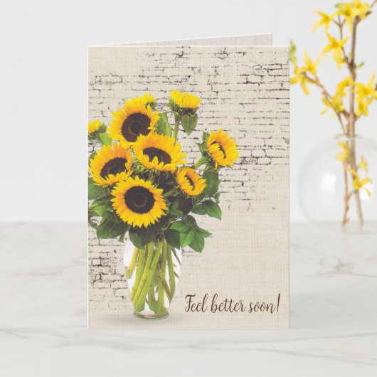 Snel zonnebloem, Bouquet op Brick Kaart (Gele Bloem)