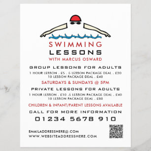 Snel zwemmen pictogram, Adverteren zwemles Flyer