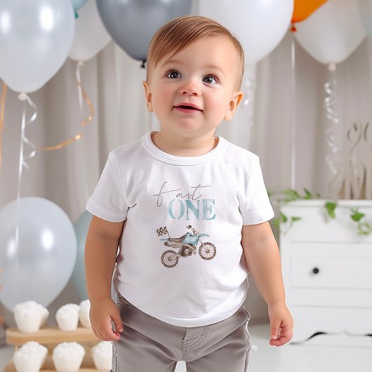 Snelblauwe Dirt Bike Verjaardags T-shirt