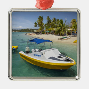 Snelboot en bananenboot metalen ornament