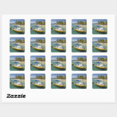 Snelboot en bananenboot vierkante sticker (Vel)