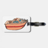 Snelboot Illustratie Pretentieloos Scheepsontwerp Bagagelabel (Achterkant horizontaal)