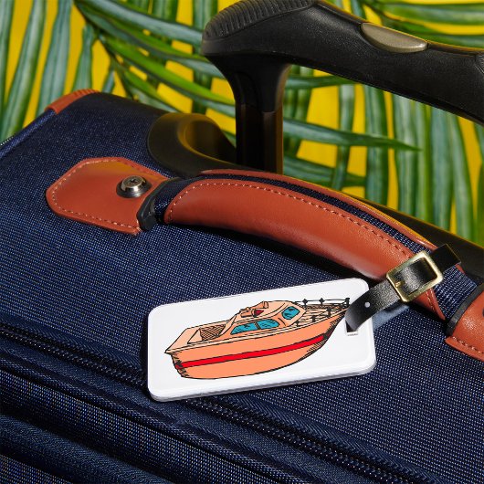 Snelboot Illustratie Pretentieloos Scheepsontwerp Bagagelabel