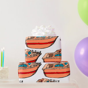 Snelboot Illustratie Pretentieloos Scheepsontwerp Cadeaupapier