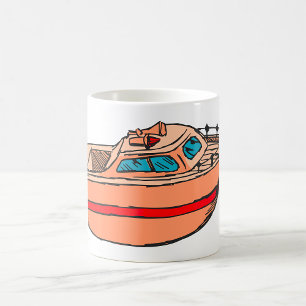 Snelboot Illustratie Pretentieloos Scheepsontwerp Koffiemok