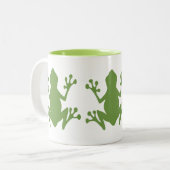 SNELGROENE FROGS ILLUSTRATIEMOTIF TWEEKLEURIGE KOFFIEMOK (Voorkant links)