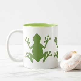 SNELGROENE FROGS ILLUSTRATIEMOTIF TWEEKLEURIGE KOFFIEMOK