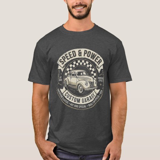 snelheid en kracht oldtimer t-shirt (Voorkant)