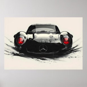 Snelheid in monochroom: de klassieke auto eleganti poster