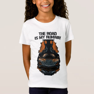 Snelheid in stijl, de weg is mijn baan t-shirt