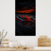 Snelheid: rode Formule Racer Poster (Keuken)