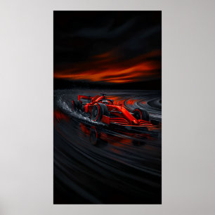 Snelheid: rode Formule Racer Poster
