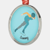 Snelheid schaatsen metalen ornament (Links)