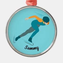 Snelheid schaatsen metalen ornament
