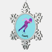 Snelheid schaatsen tin sneeuwvlok ornament (Rechts)