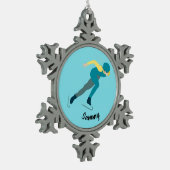 Snelheid schaatsen tin sneeuwvlok ornament (Links)