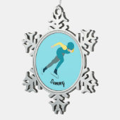 Snelheid schaatsen tin sneeuwvlok ornament (Rechts)