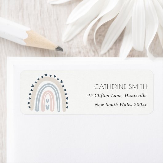 SNELHEID TRENDY BLUSH BLUE KINDER HEART RAINBOW AD ETIKET (Insitu)