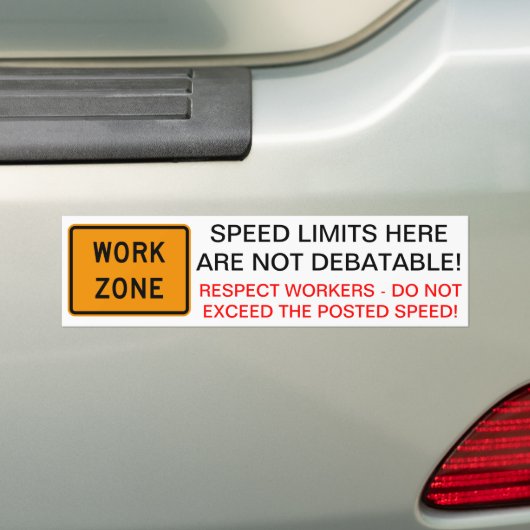 Snelheid werkzone bumpersticker (Op auto)