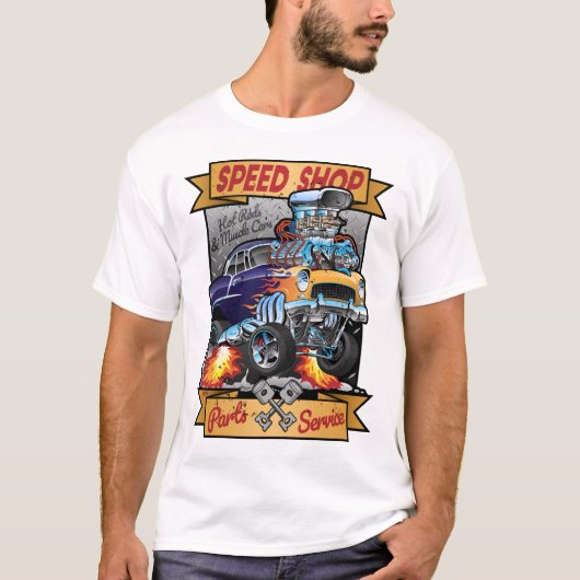 Snelheid Winkelen warme wegauto-onderdelen en -ser T-shirt (Voorkant)