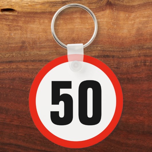  snelheidsbegrenzer 50e verjaardag sleutelhanger (Voorkant)
