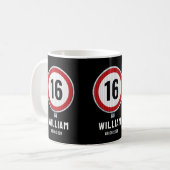Snelheidsbegrenzing 16e Verjaardag Koffiemok (Voorkant links)