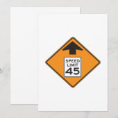 Snelheidsbeperking 45 Aanvragen voor verkeersteken Kaart (Voorkant / Achterkant)